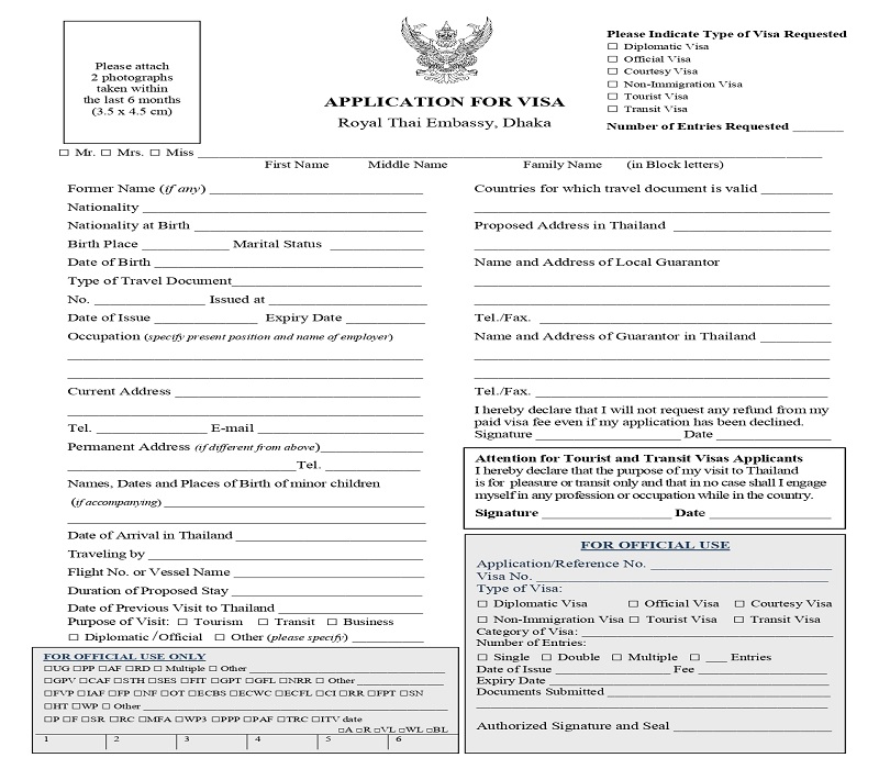 cover letter for visa application thailand